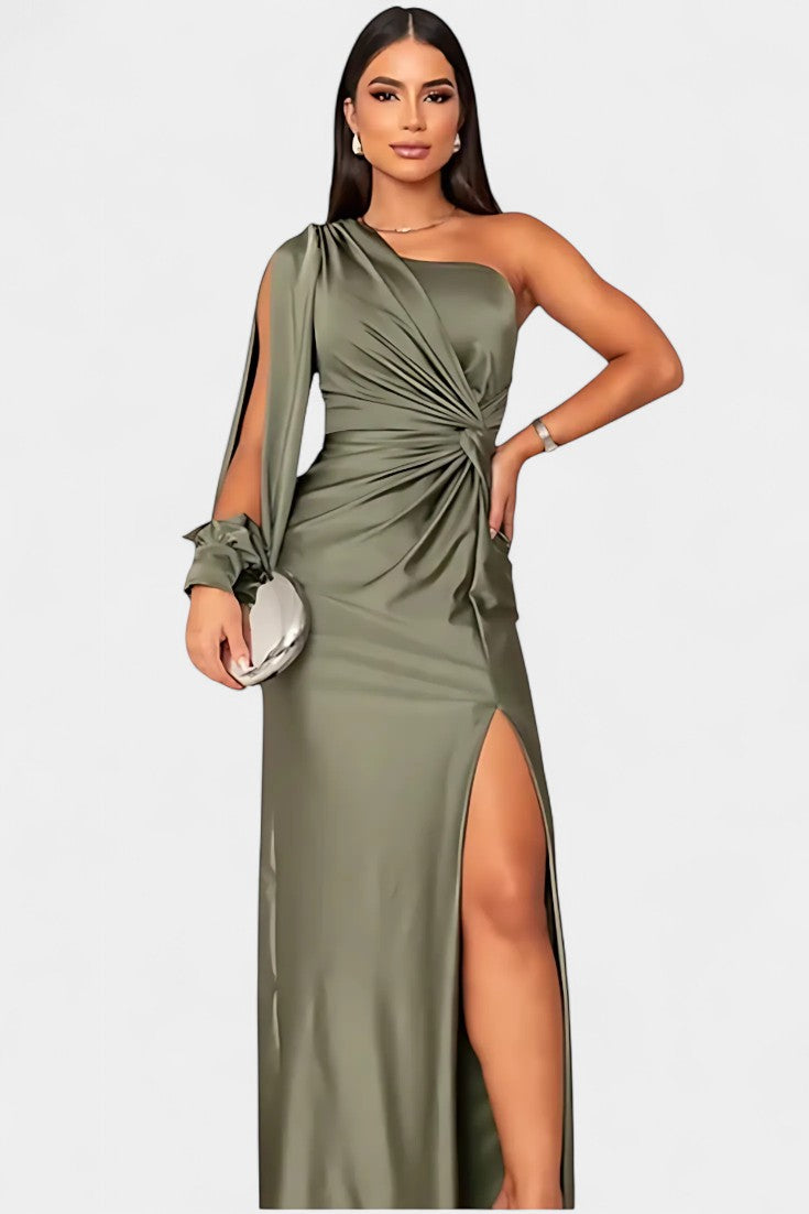 Charlotte™ | Robe drapée asymétrique à une épaule pour femme