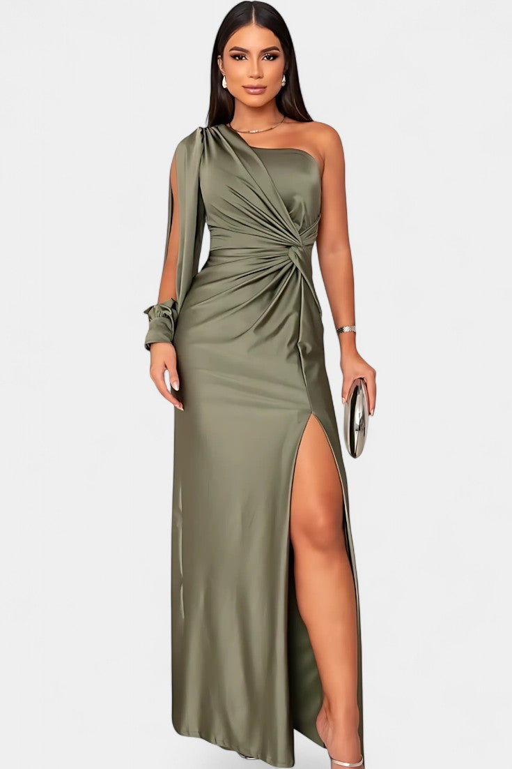 Charlotte™ | Robe drapée asymétrique à une épaule pour femme