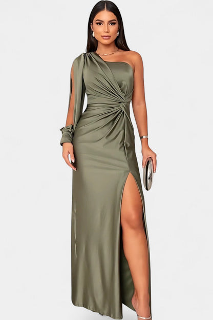 Charlotte™ | Robe drapée asymétrique à une épaule pour femme