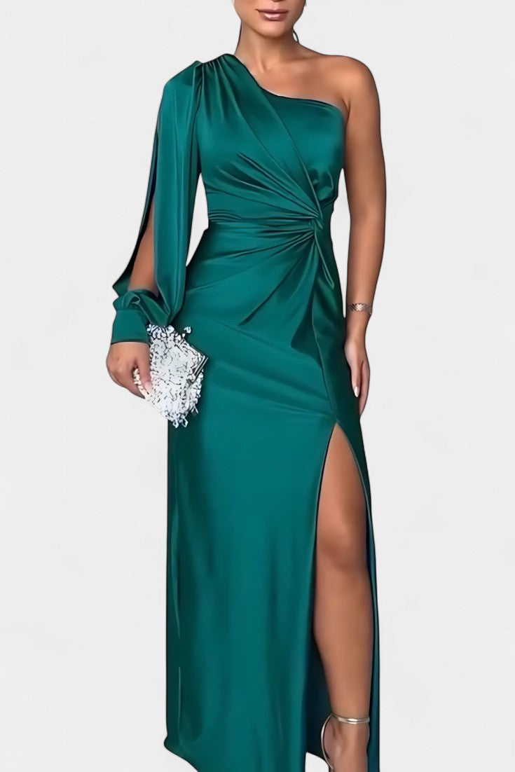 Charlotte™ | Robe drapée asymétrique à une épaule pour femme