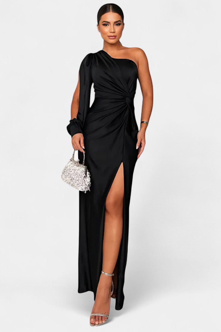 Charlotte™ | Robe drapée asymétrique à une épaule pour femme