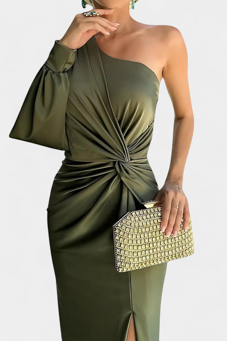 Charlotte™ | Robe drapée asymétrique à une épaule pour femme