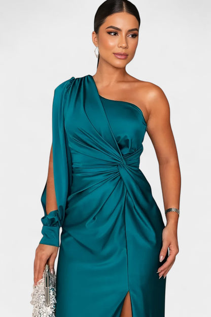 Charlotte™ | Robe drapée asymétrique à une épaule pour femme