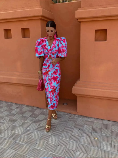 Liliane™ | Robe colorée avec manches plissées